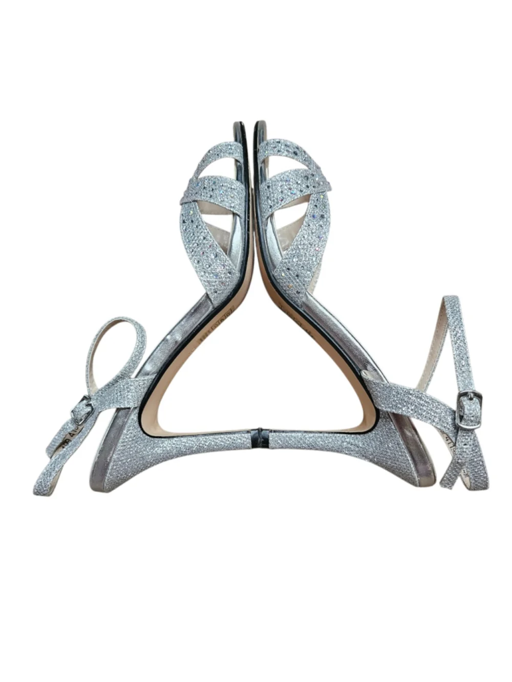 Benjamin Walk Touch Ups 9M Silver Dulce Rhinestone Strappy Heel Sandals